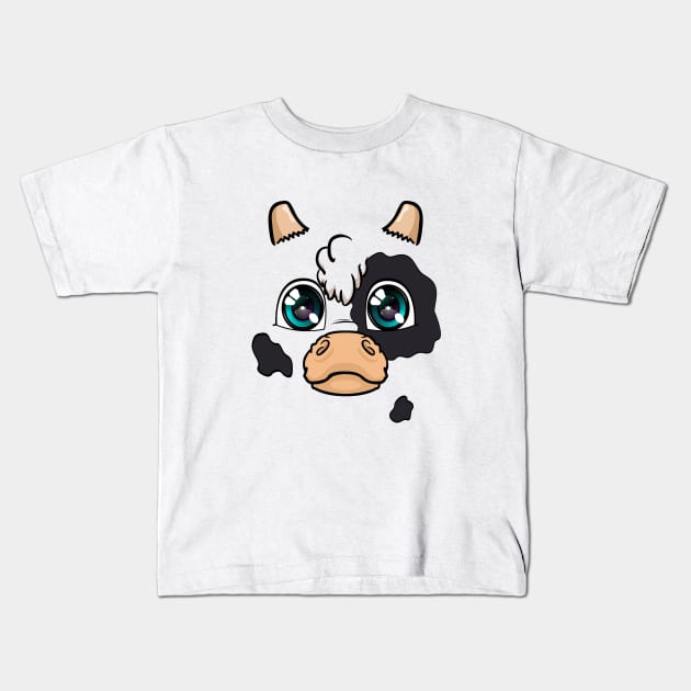 Cow Face Kids T-Shirt by Chimera Cub Club